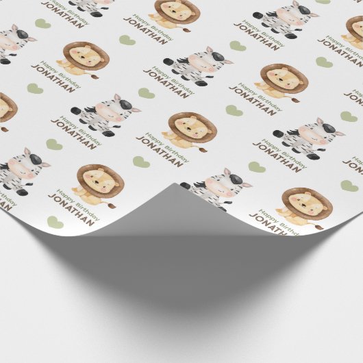 Safari Animals Wild One Wrapping Paper Geschenkpapier (Ecke)