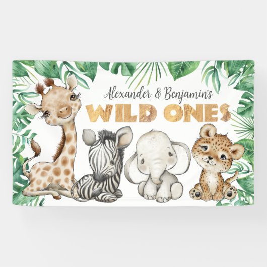 Safari Animals Wild Ones Birthday Banner (Horizontal)