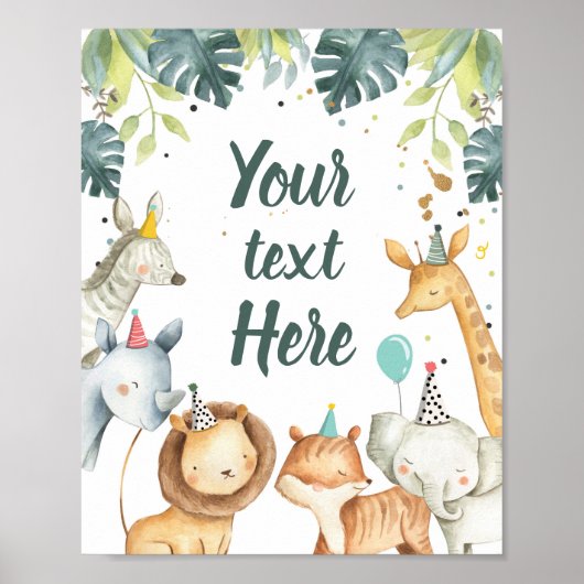 Safari Animals Wilder Junge Geburtstagsfeiertagsun Poster (Vorne)