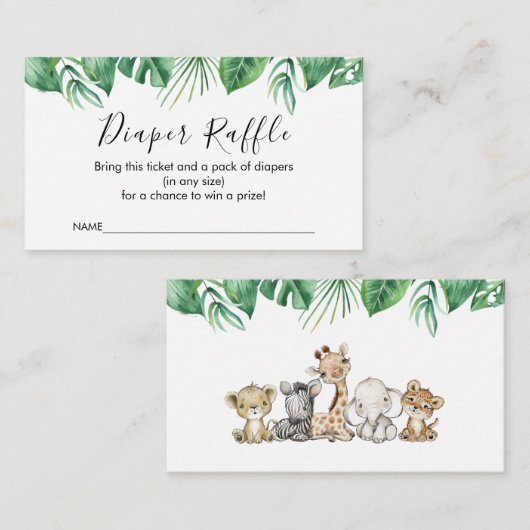 Safari Animals Windelkarte Begleitkarte (Vorne/Hinten)