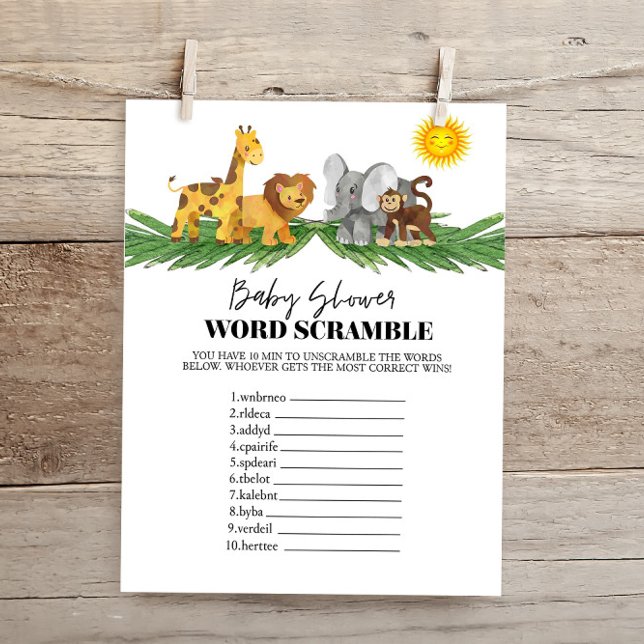 Safari Animals Word Scrumble Baby Showspiel (Von Creator hochgeladen)