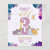 Safari Animals Young Wild & 3 Girl Budget Geburtst (Vorderseite)