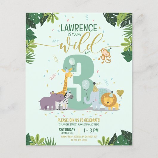 Safari Animals Young Wild & Three Budget Geburtsta (Vorderseite)