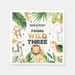 Safari Animals Young Wild und drei 3. Geburtstag Serviette