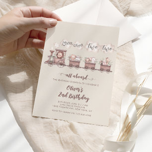 Safari Animals Zug 2. Geburtstag Einladung