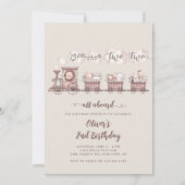 Safari Animals Zug 2. Geburtstag Einladung (Vorderseite)