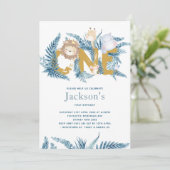 Safari Animals zum ersten Geburtstag Einladung (Stehend Vorderseite)