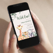 Safari Animals zum ersten Geburtstag Einladung