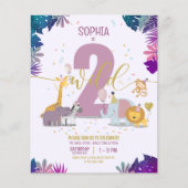 Safari Animals Zwei Wild Girl Budget Geburtstag (Vorderseite)