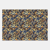 Safari Animals's Fur Prints Patterns Navy Blue Geschenkpapier Set (Vorderseite 3)