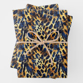 Safari Animals's Fur Prints Patterns Navy Blue Geschenkpapier Set (Beispiel)