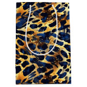 Safari Animals's Fur Prints Patterns Navy Blue Mittlere Geschenktüte (Vorderseite)