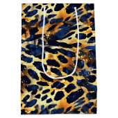 Safari Animals's Fur Prints Patterns Navy Blue Mittlere Geschenktüte (Rückseite)