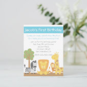 Safari Animes Thema erste Geburtstagsparty Einladung (Stehend Vorderseite)