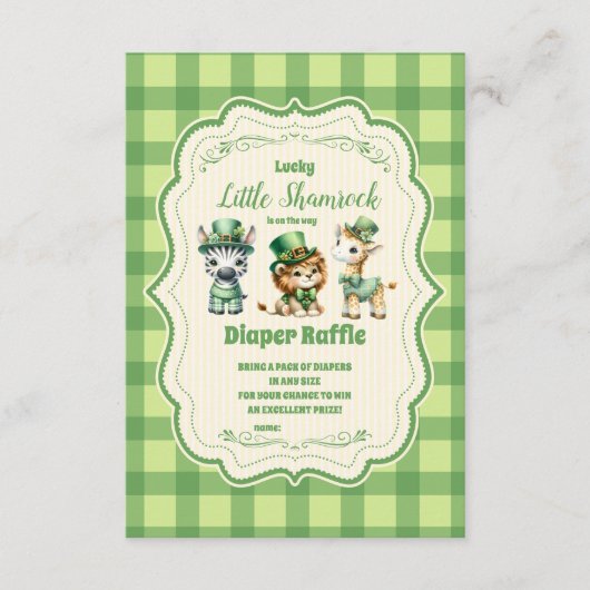 Safari Animlas Lucky Little Kleeblatt Diapper Raff Begleitkarte (Vorderseite)