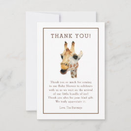 Safari-Aquarell-Giraffen-Babyparty danken Ihnen Dankeskarte