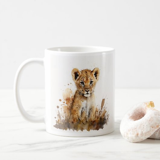 Safari Aquarell zeichnend - Löwenking Kaffeetasse (Mit Donut)