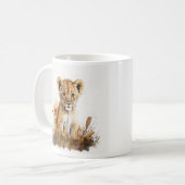 Safari Aquarell zeichnend - Löwenking Kaffeetasse (Vorderseite Links)