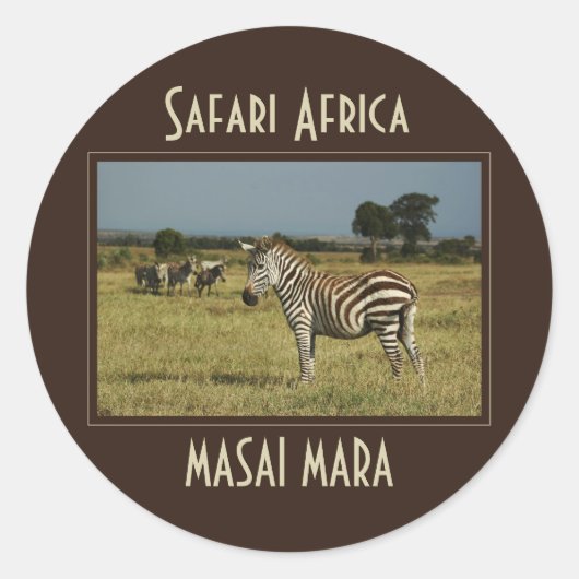 Safari-Aufkleber für die Wanderung von Zebra Runder Aufkleber (Vorderseite)