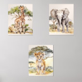 Safari Babies Giraffe Elephant Lion Nursery Bilderwand Sets (Vorderseite)