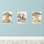 Safari Babies Giraffe Elephant Lion Nursery Bilderwand Sets (Holzboden)