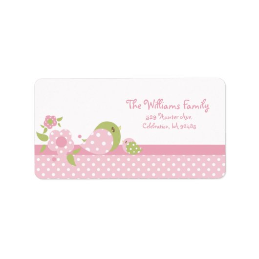 Safari Babiez Birdie Address Label Rosa Adressaufkleber (Vorne)