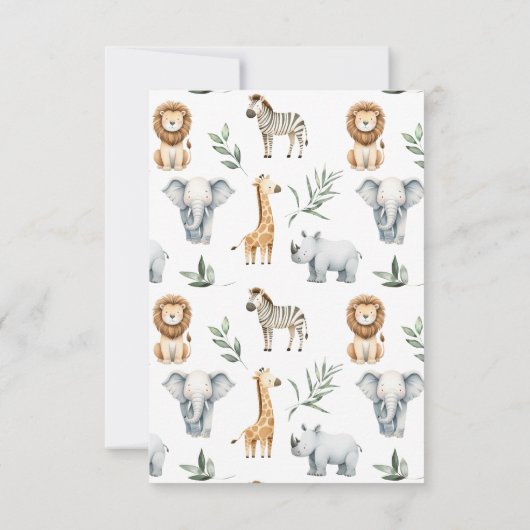 Safari Baby Animals and Greenery Danke Karte (Rückseite)