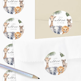 Safari Baby Animals Baby Boy Shower Siegel Sticker