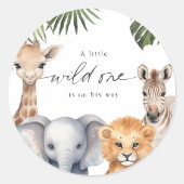 Safari Baby Animals Baby Boy Shower Siegel Sticker (Vorderseite)
