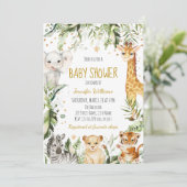 Safari Baby Animals Baby Dusche Einladung (Stehend Vorderseite)