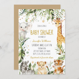 Safari Baby Animals Baby Dusche Einladung