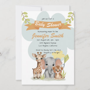 Safari Baby Animals Baby Showeinladung Einladung
