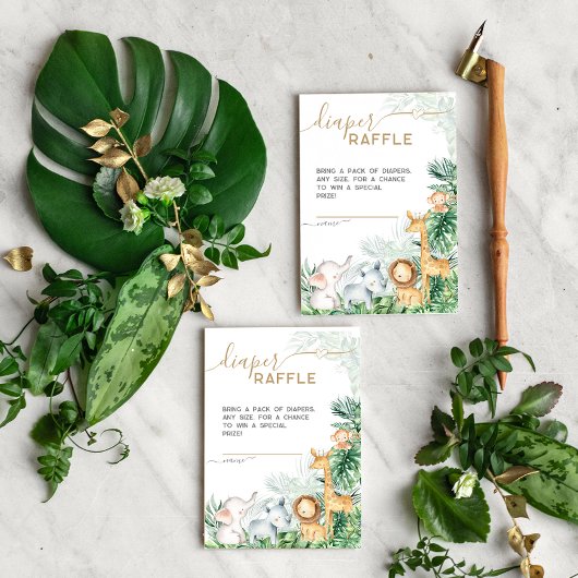 Safari Baby Animals Baby Shower Diaper Raffle Begleitkarte
