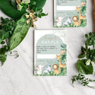 Safari Baby Animals Baby Shower Diaper Raffle Begleitkarte