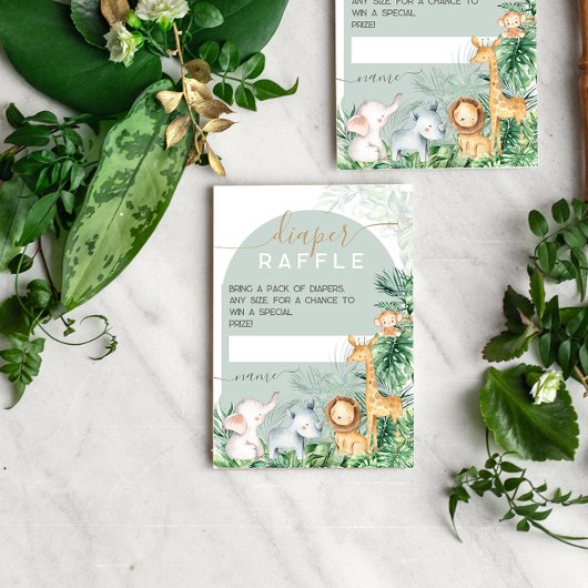 Safari Baby Animals Baby Shower Diaper Raffle Begleitkarte