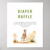 Safari Baby Animals Baby Shower Diaper Raffle Poster (Vorne)