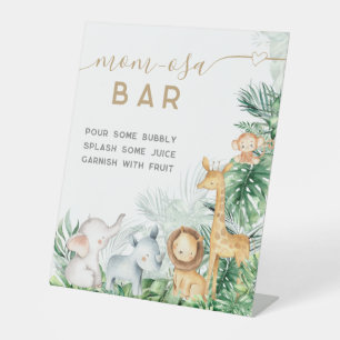 Safari Baby Animals Baby Shower Mama-osa-Bar Sockelschild