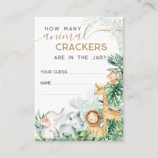 Safari Baby Animals Baby Showspiel Begleitkarte (Vorderseite)