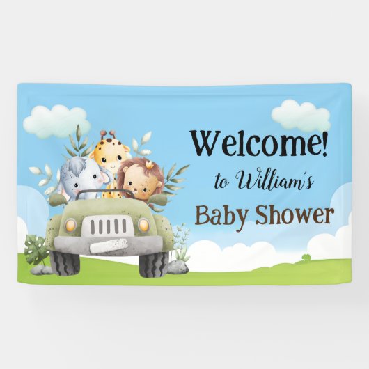 Safari Baby Animals Banner for Baby Shower (Horizontal)