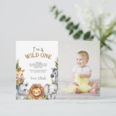 Safari Baby Animals Erster Geburtstag Danke Karte (Stehend Vorderseite)