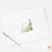 Safari Baby Animals Greenerity Baby Dusche Danke Quadratischer Aufkleber (Umschlag)