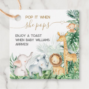 Safari Baby Animals Greenerity Baby Shower Pop it Geschenkanhänger
