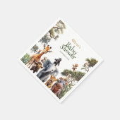 Safari Baby Animals Greenery Moderne Babydusche Serviette (Ecke)