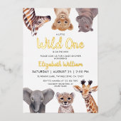 Safari Baby Animals Illustration Baby Shower Folieneinladung (Vorderseite)