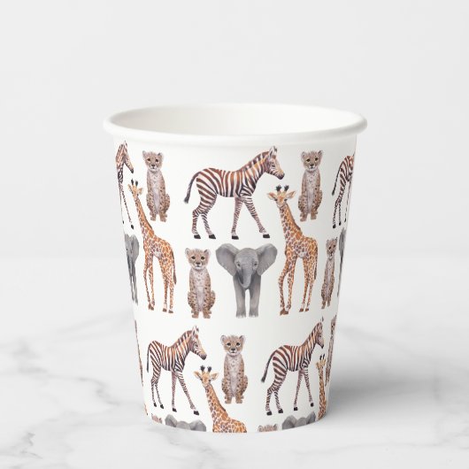 Safari Baby Animals Muster Pappbecher (Rückseite)