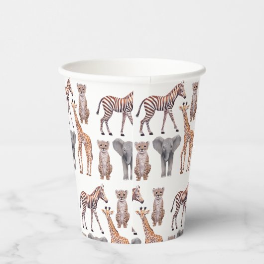 Safari Baby Animals Muster Pappbecher (Rechts)