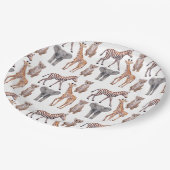 Safari Baby Animals Muster Pappteller (Schrägansicht)