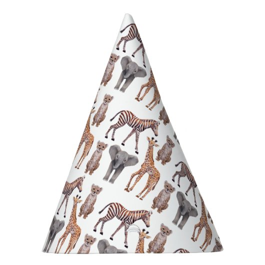 Safari Baby Animals Muster  Partyhütchen (Rechts)