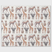 Safari Baby Animals Muster Personalisiert  Geschenkpapier (Flach)