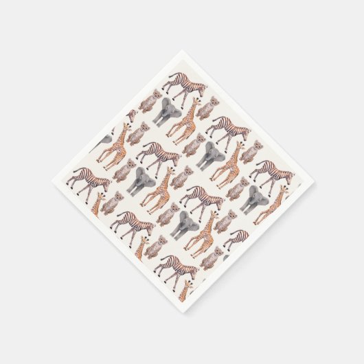 Safari Baby Animals Muster Serviette (Ecke)